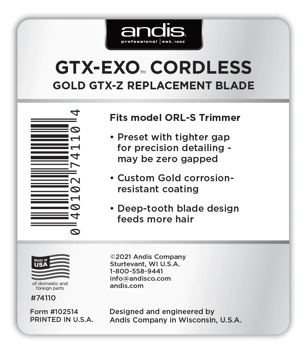 Andis GTX-EXO Cordless Gold GTX-Z Replacement Trimmer Blade - Image 3
