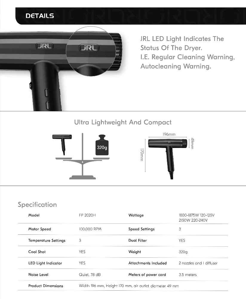 JRL Professional Forte Pro Hair Dryer - Image 4