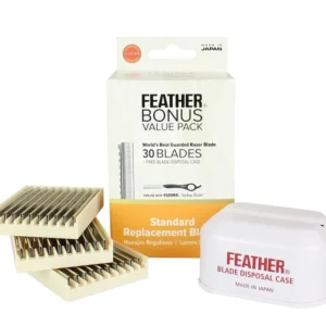 Feather Styling Razor Standard Replacement Blades Bonus Value Pack - 30 Pack with Disposal Case